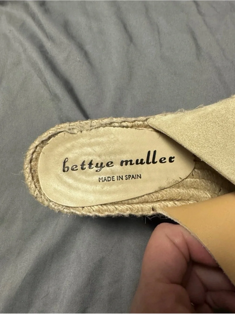 bettye muller Tan Suede Crisscross Espadrille Slides
